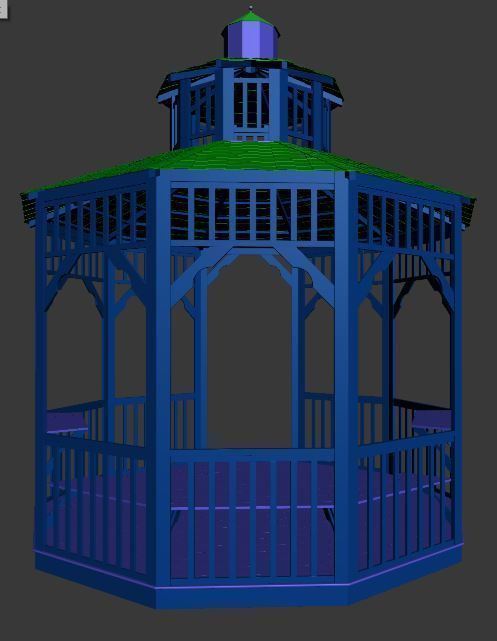 wooden pargola and pargola 3D model Low-poly 3D model_11