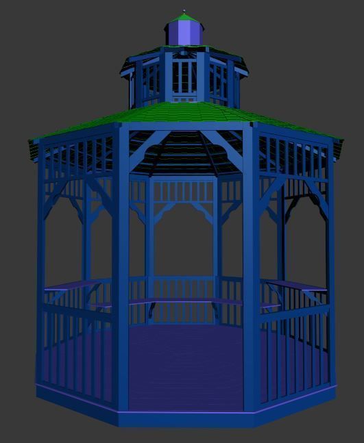 wooden pargola and pargola 3D model Low-poly 3D model_6