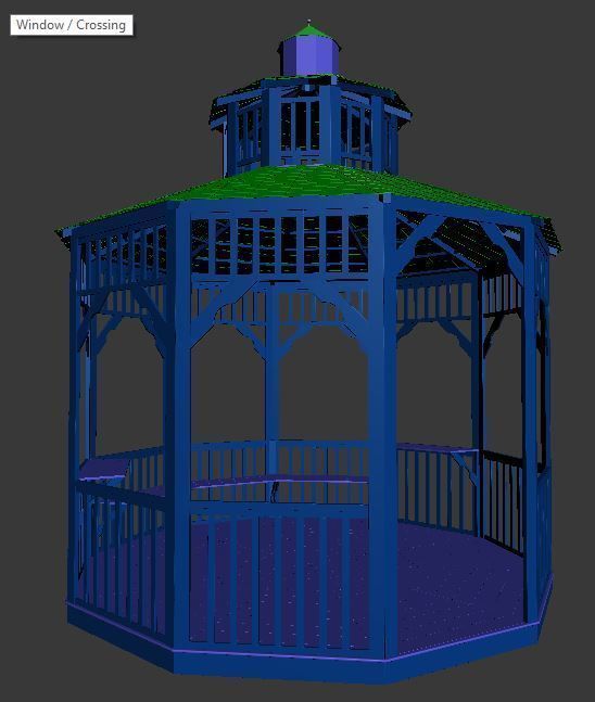 wooden pargola and pargola 3D model Low-poly 3D model_7