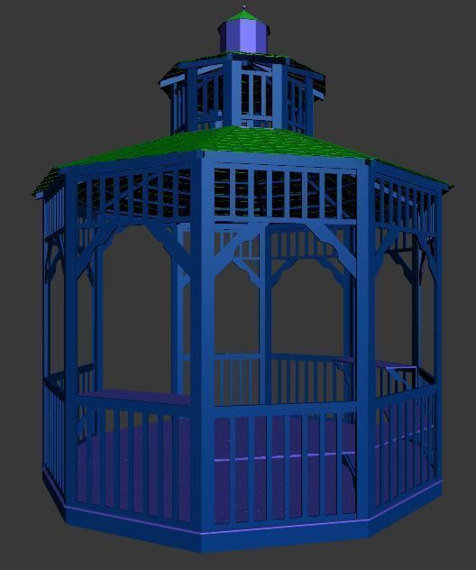 wooden pargola and pargola 3D model Low-poly 3D model_12