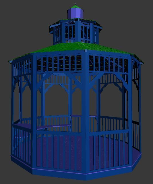 wooden pargola and pargola 3D model Low-poly 3D model_8