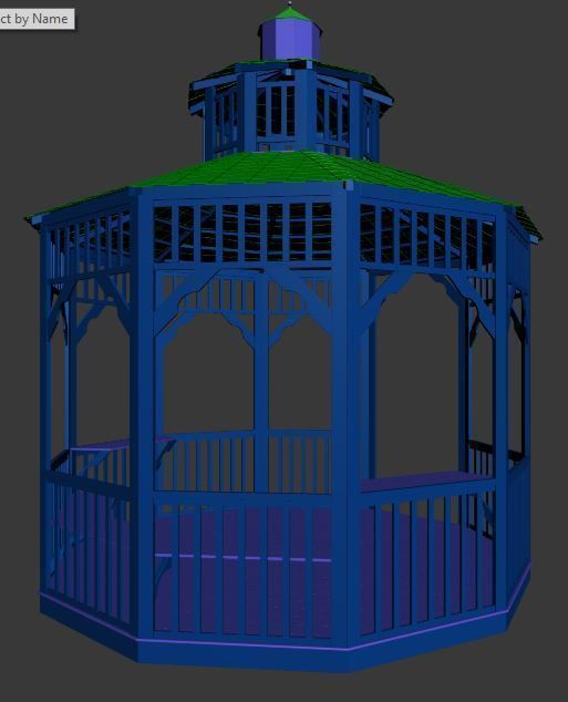 wooden pargola and pargola 3D model Low-poly 3D model_10