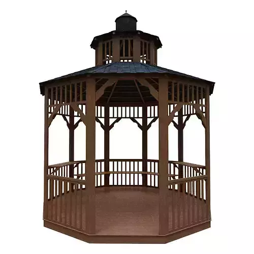 wooden pargola and pargola 3D model