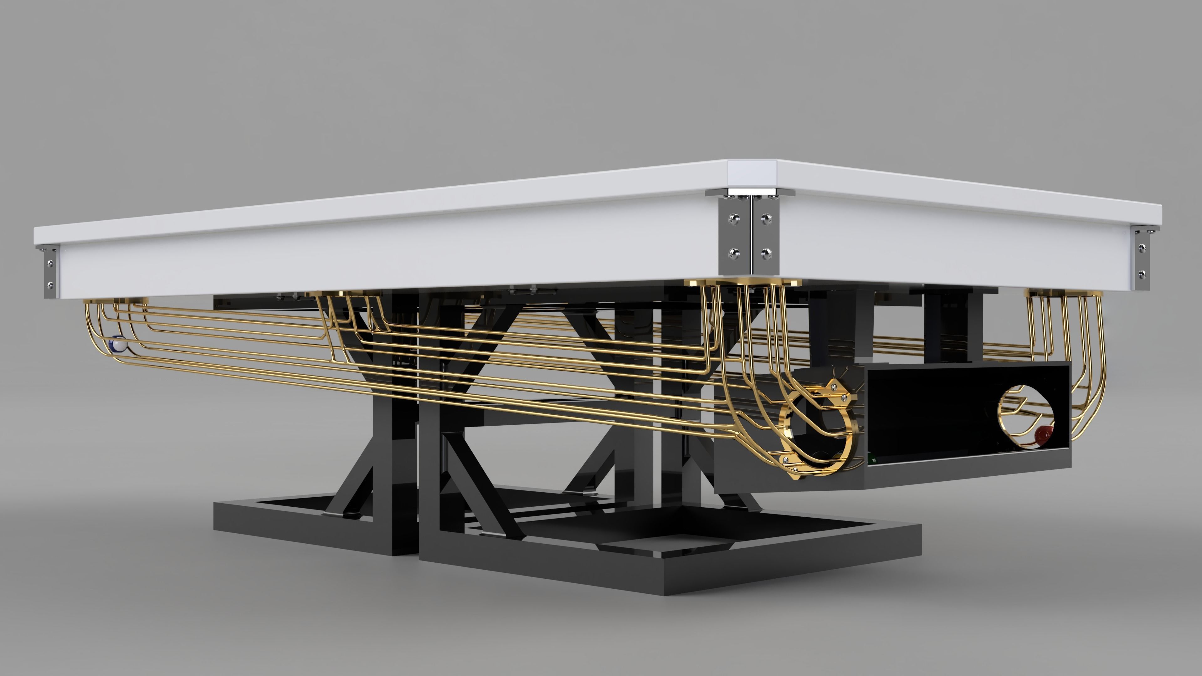 Pool Table with Pool Balls Rack and Cue Stick 3D model_5