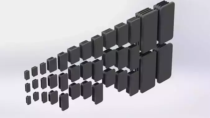 Set of rectangular plugs Low-poly 3D model