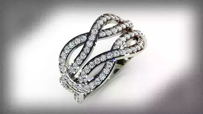 Knotted gold diamond ring