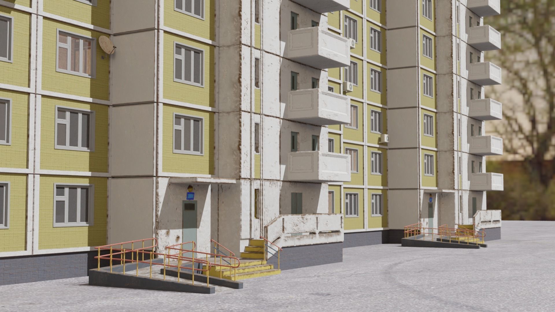 Plattenbau Panel appartment building 3D model_1