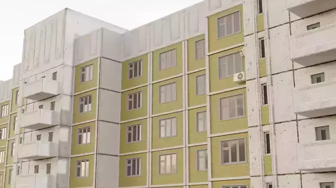 Plattenbau Panel appartment building 3D model