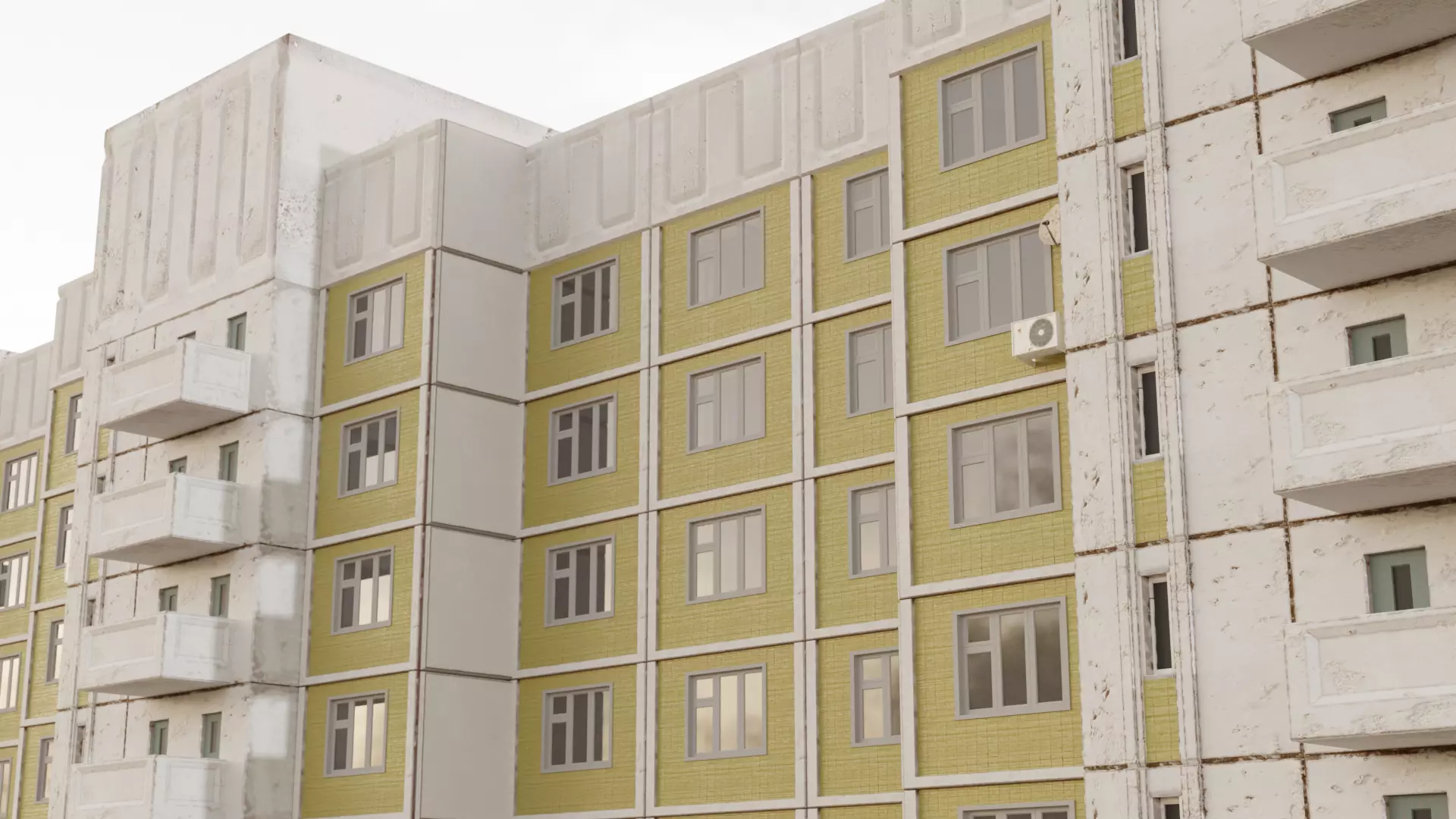 Plattenbau Panel appartment building 3D model_0