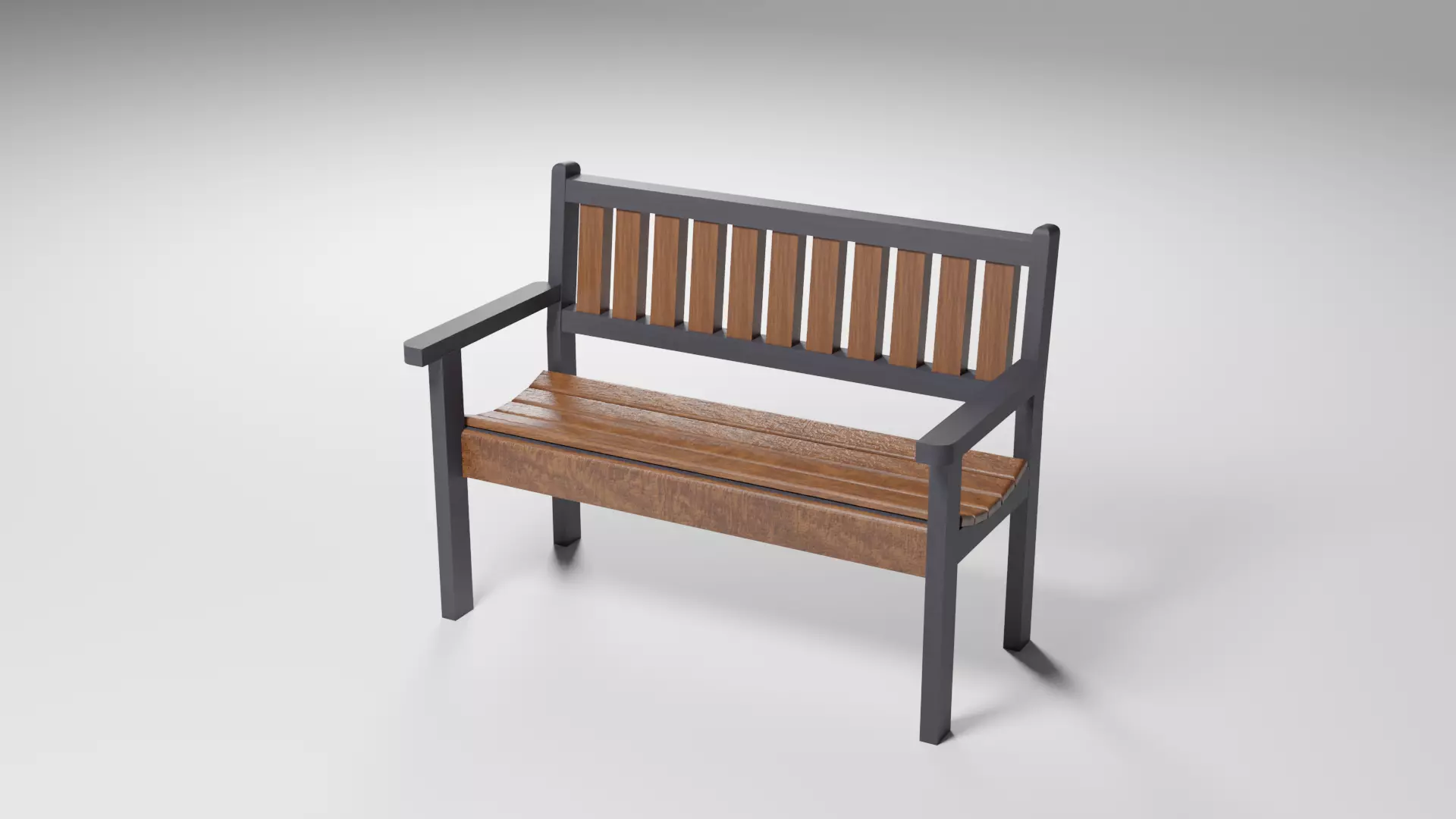 Garden Bench Low-poly 3D model_0