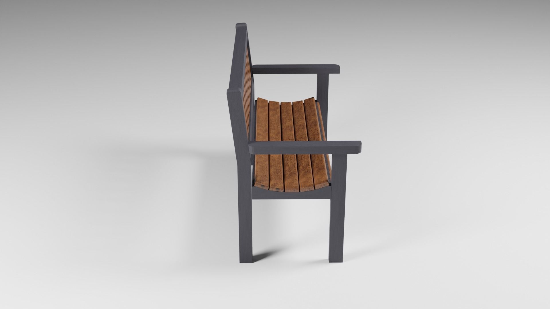 Garden Bench Low-poly 3D model_6