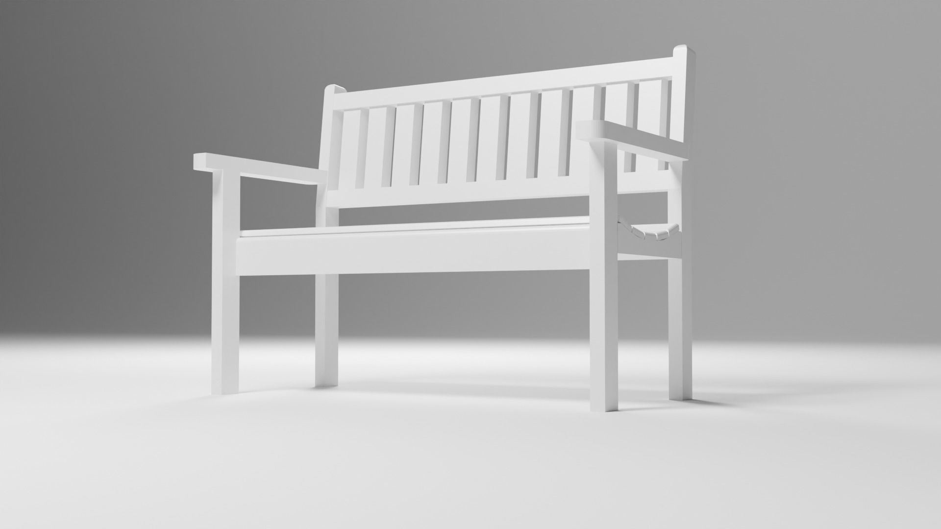 Garden Bench Low-poly 3D model_12