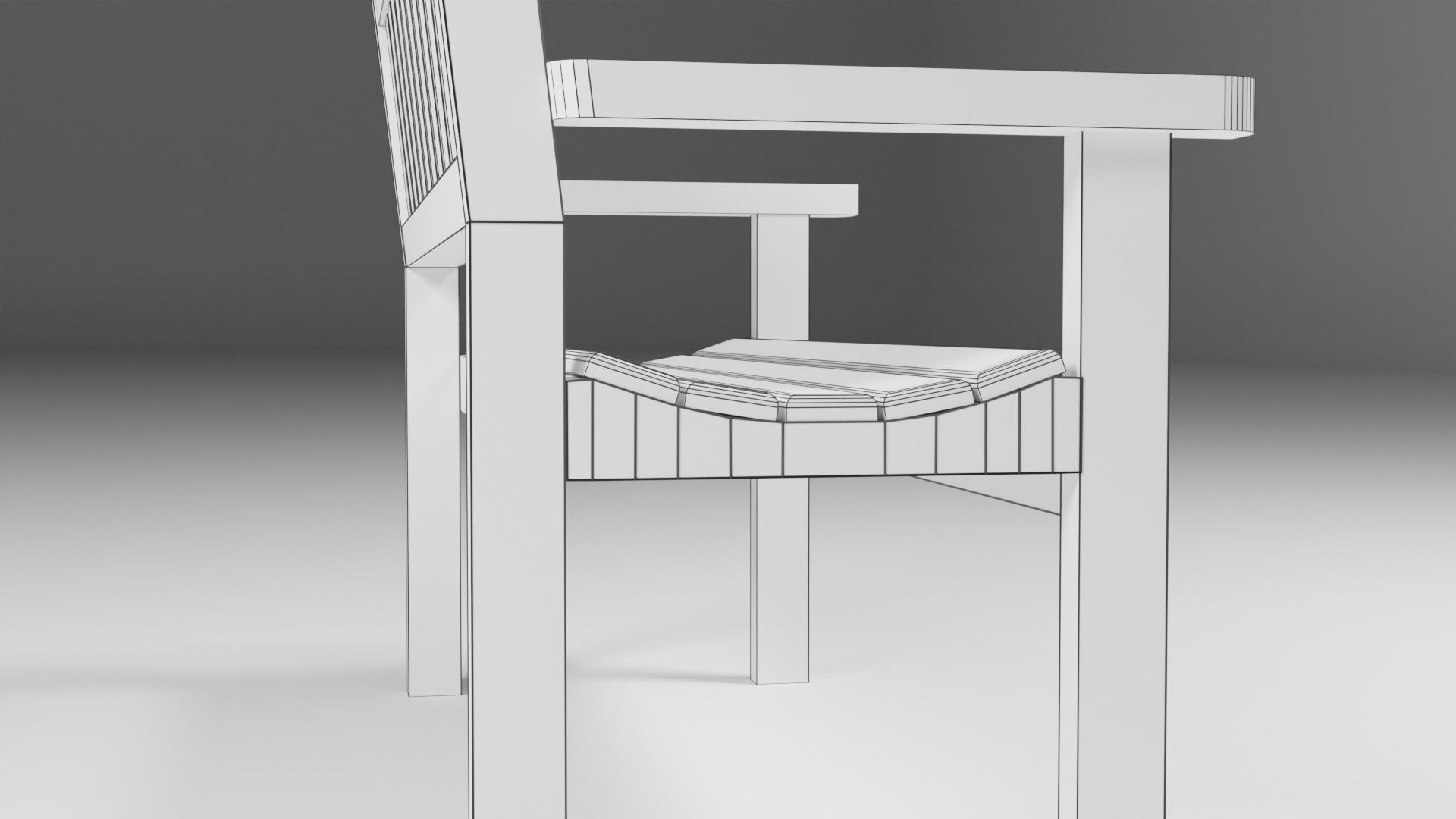 Garden Bench Low-poly 3D model_16