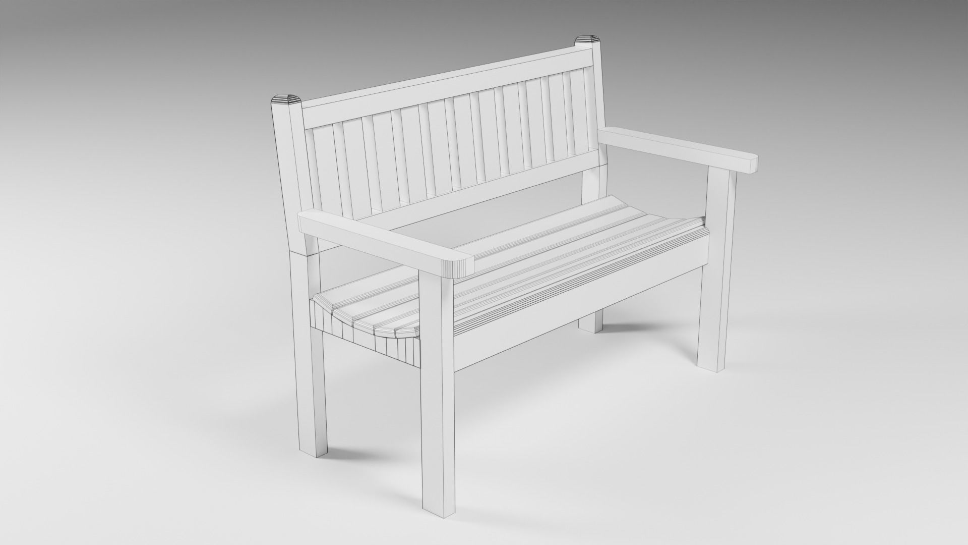 Garden Bench Low-poly 3D model_14