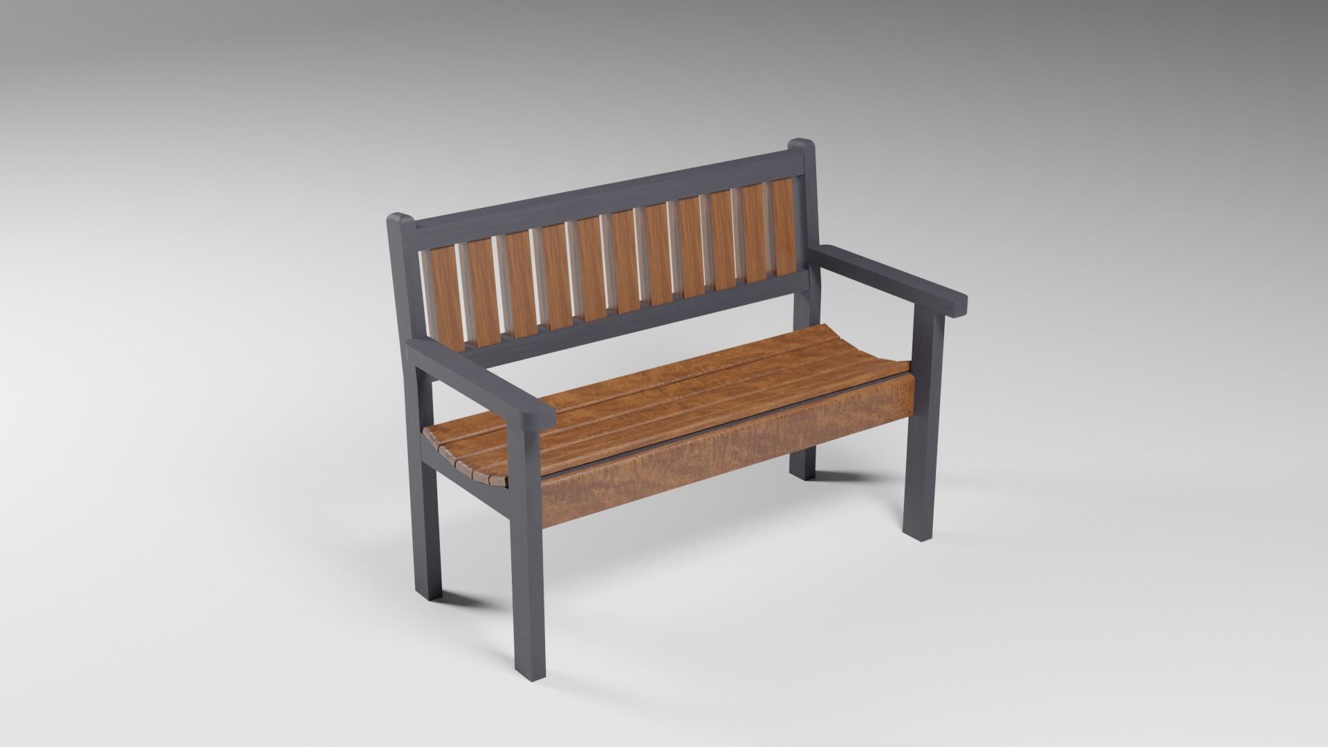 Garden Bench Low-poly 3D model_1