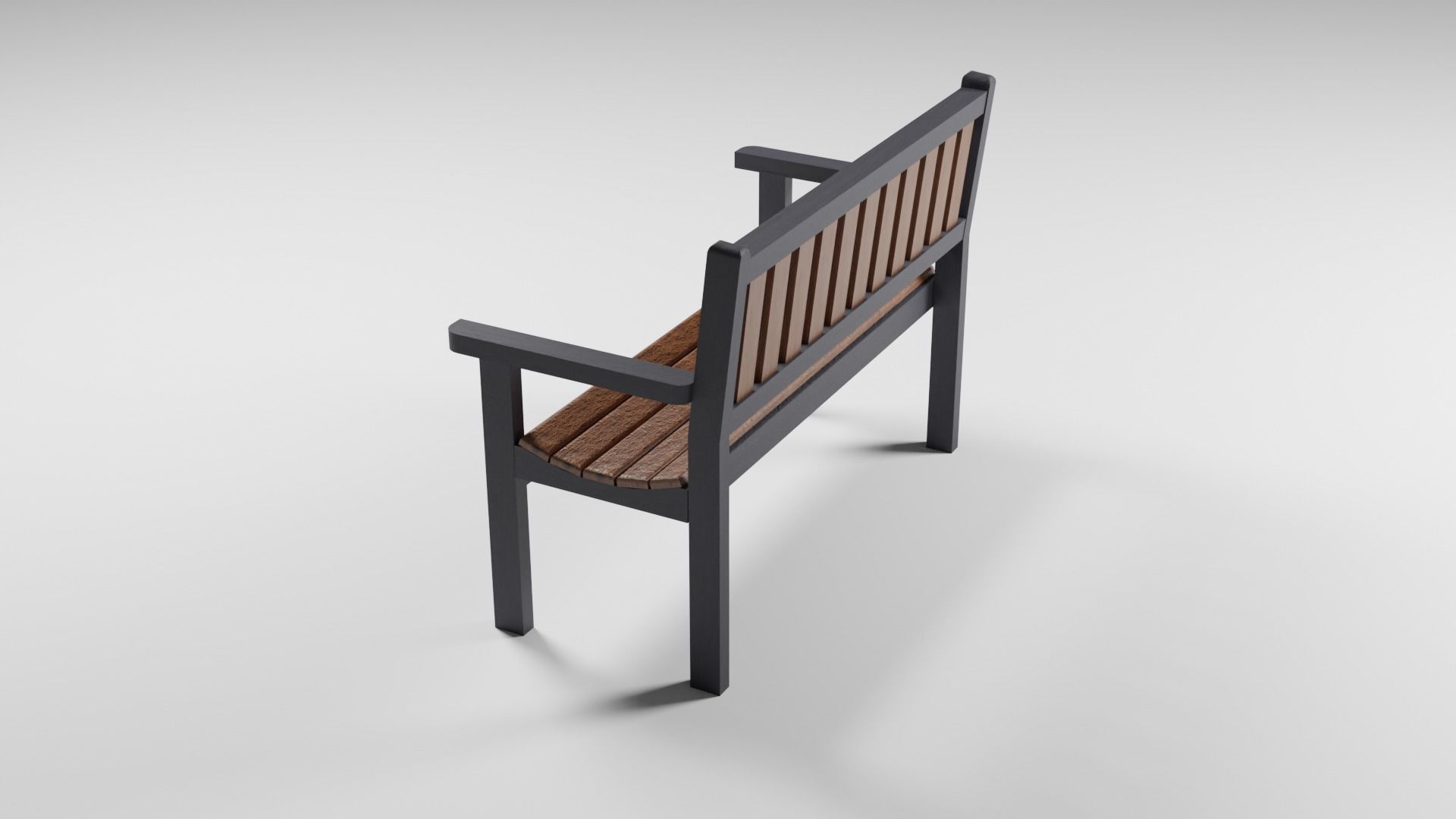 Garden Bench Low-poly 3D model_3