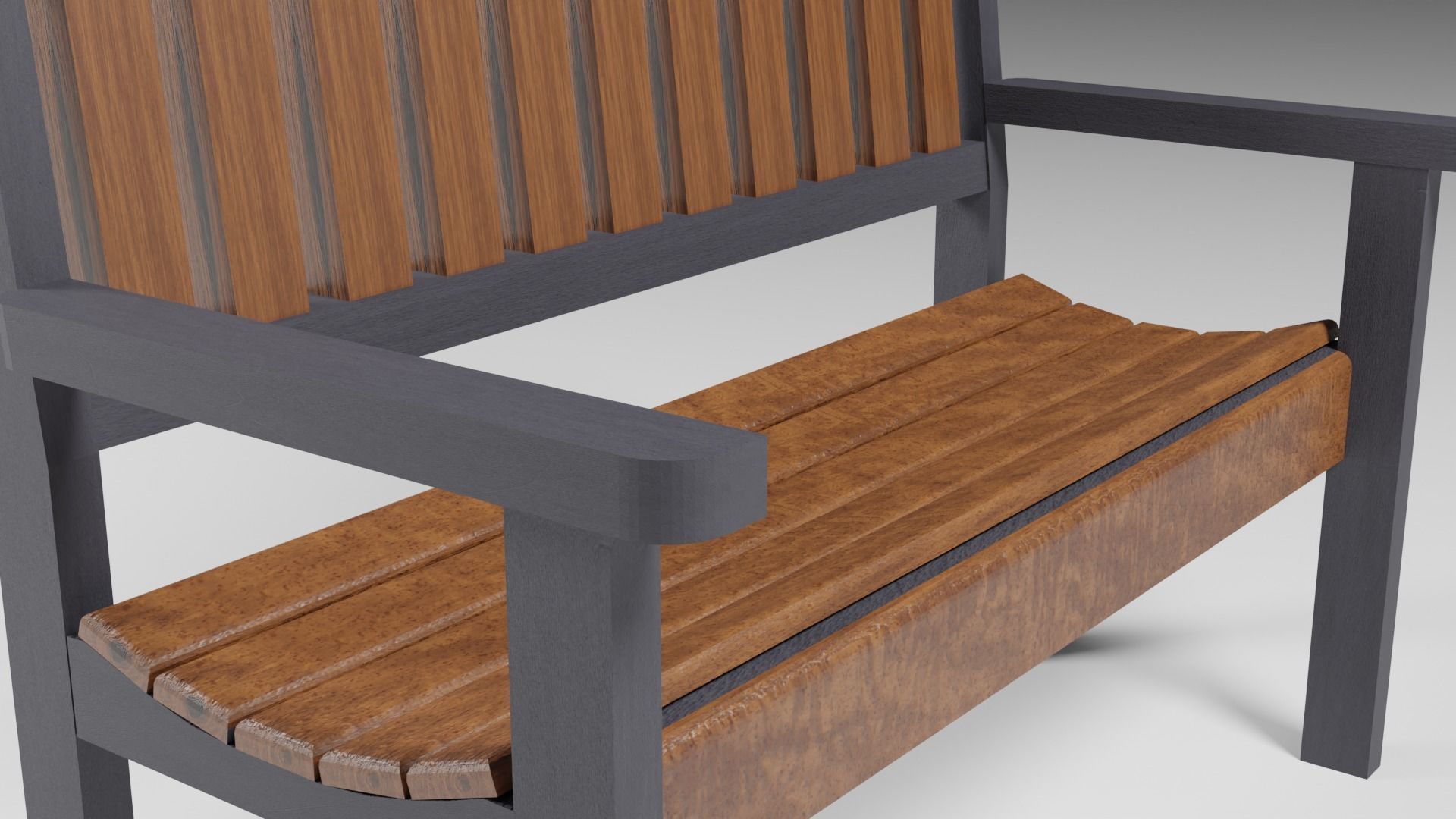 Garden Bench Low-poly 3D model_7
