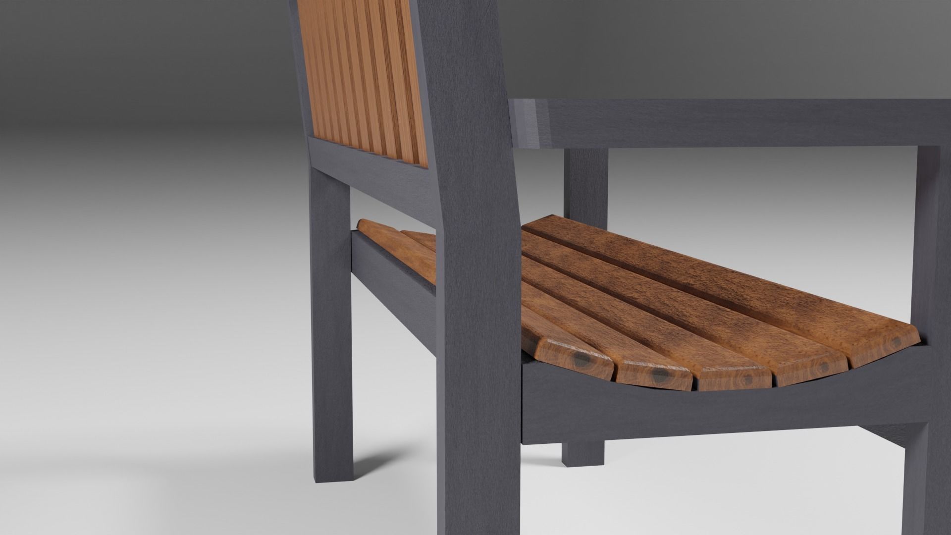 Garden Bench Low-poly 3D model_8