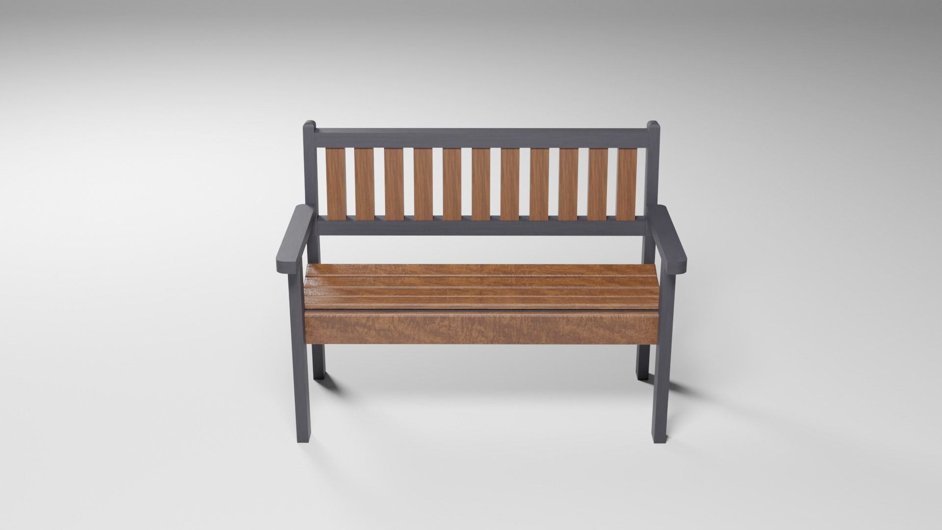 Garden Bench Low-poly 3D model_2