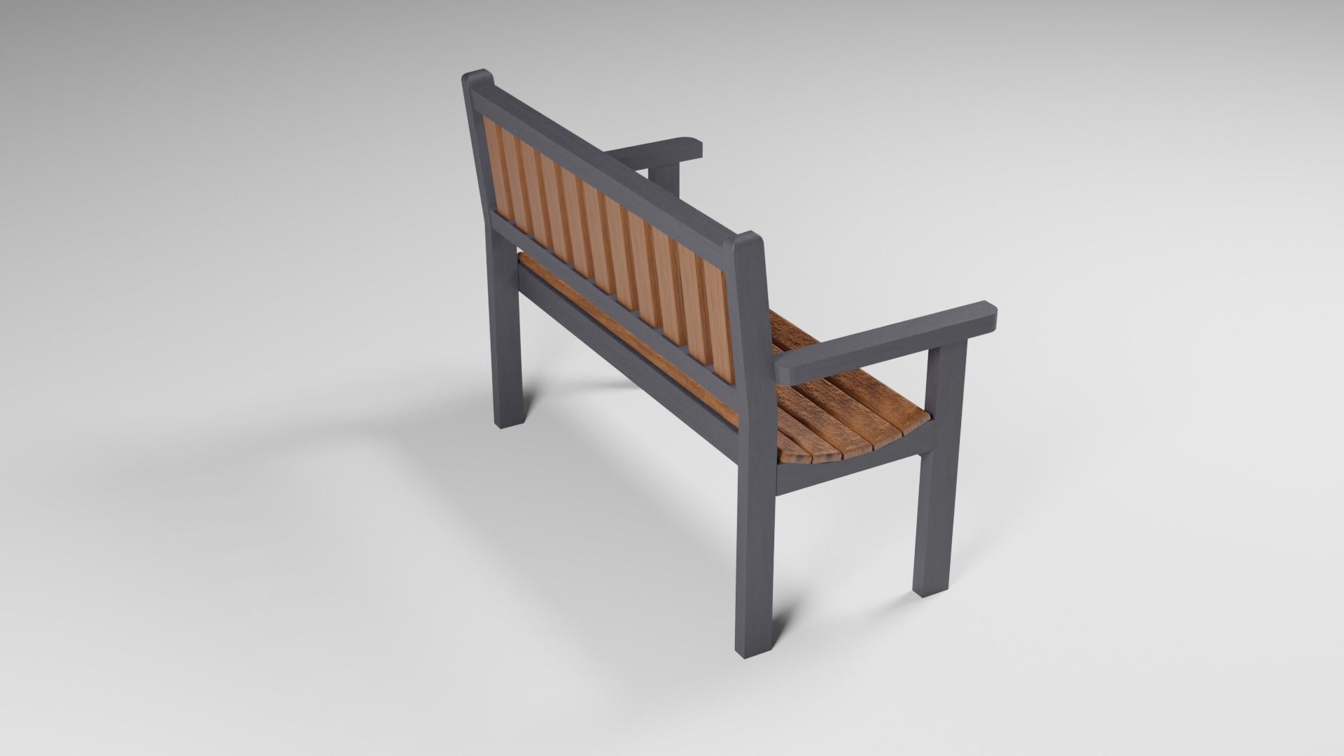 Garden Bench Low-poly 3D model_4