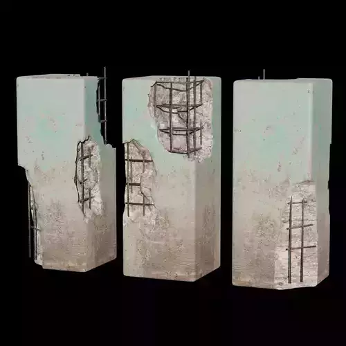 Concrete wall with rods asset