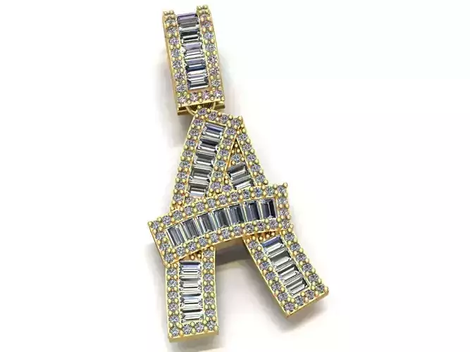 Baguette Diamond Letter Necklace
