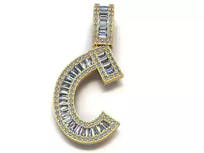 Baguette Diamond Letter Necklace