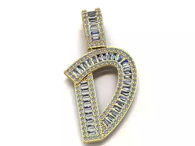 Baguette Diamond Letter Necklace
