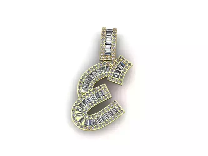 Baguette Diamond Letter Necklace