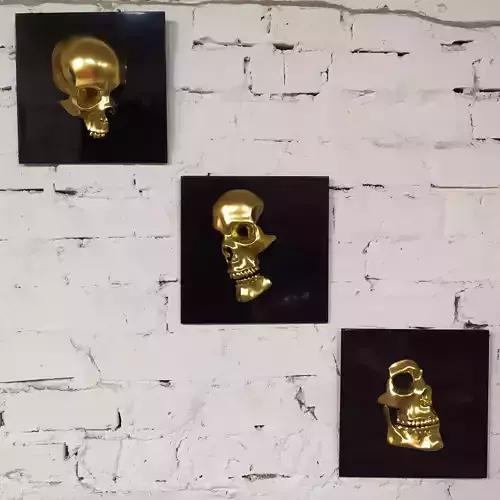 Triptych of human sculls 3D print model