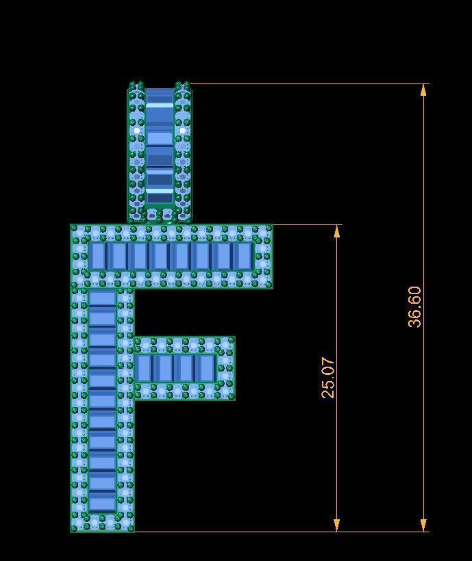 Baguette Diamond Letter Necklace 3D print model_1