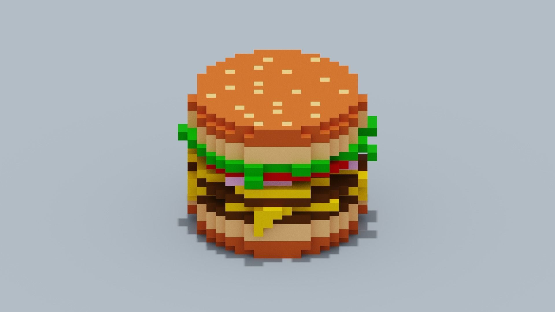 Voxel Burger Low-poly 3D model_11