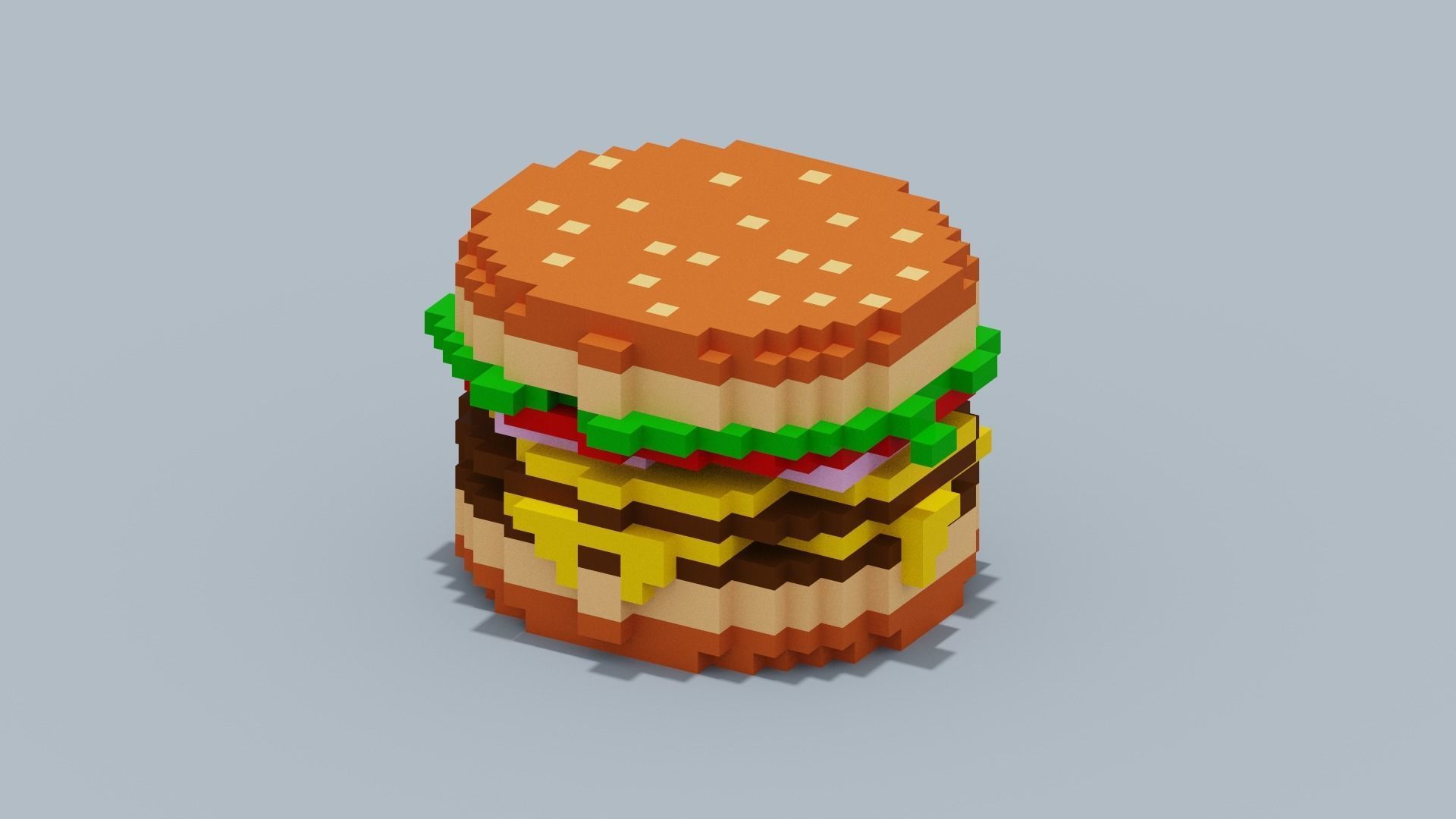 Voxel Burger Low-poly 3D model_10