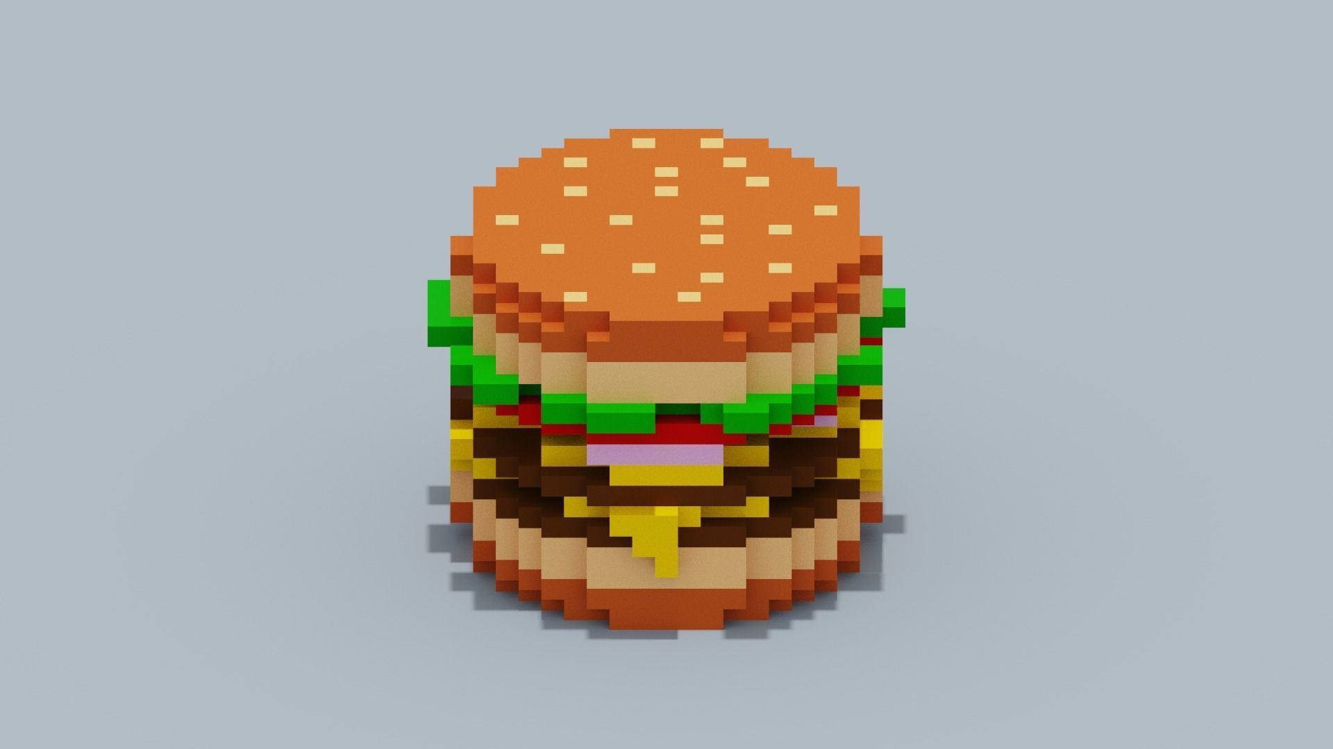 Voxel Burger Low-poly 3D model_9