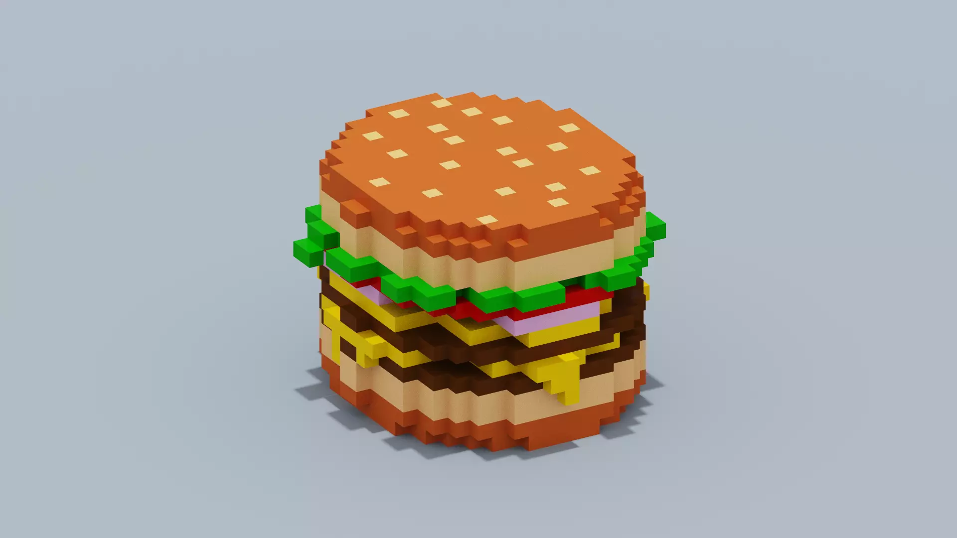 Voxel Burger Low-poly 3D model_0