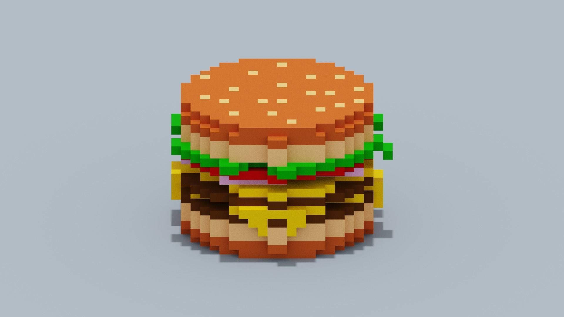 Voxel Burger Low-poly 3D model_6