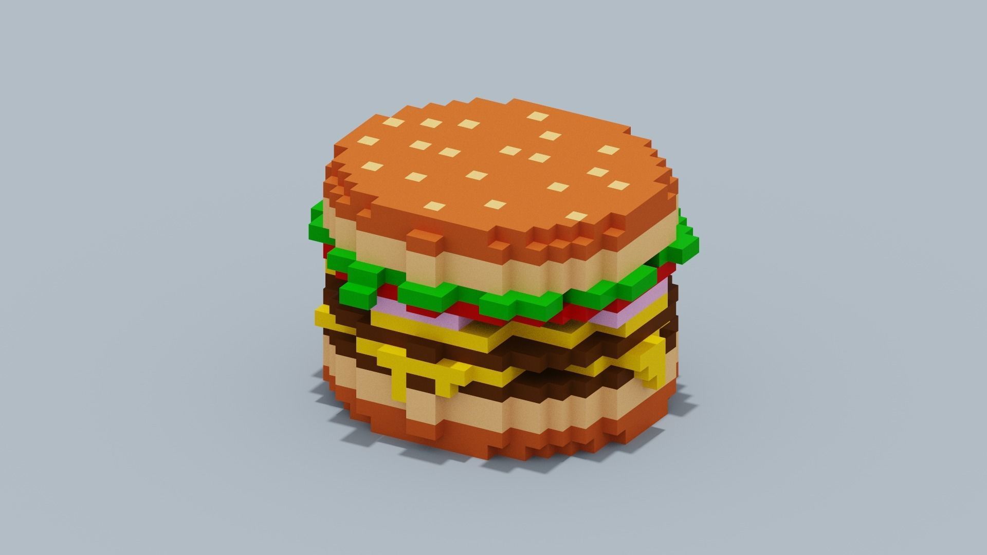 Voxel Burger Low-poly 3D model_2
