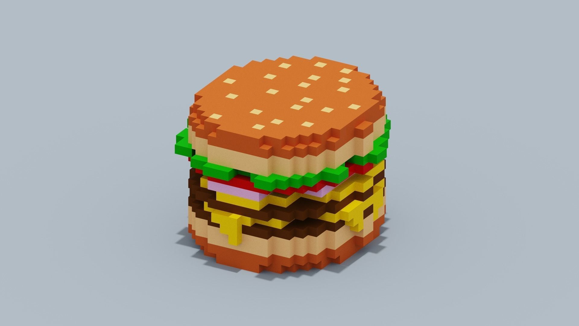 Voxel Burger Low-poly 3D model_5