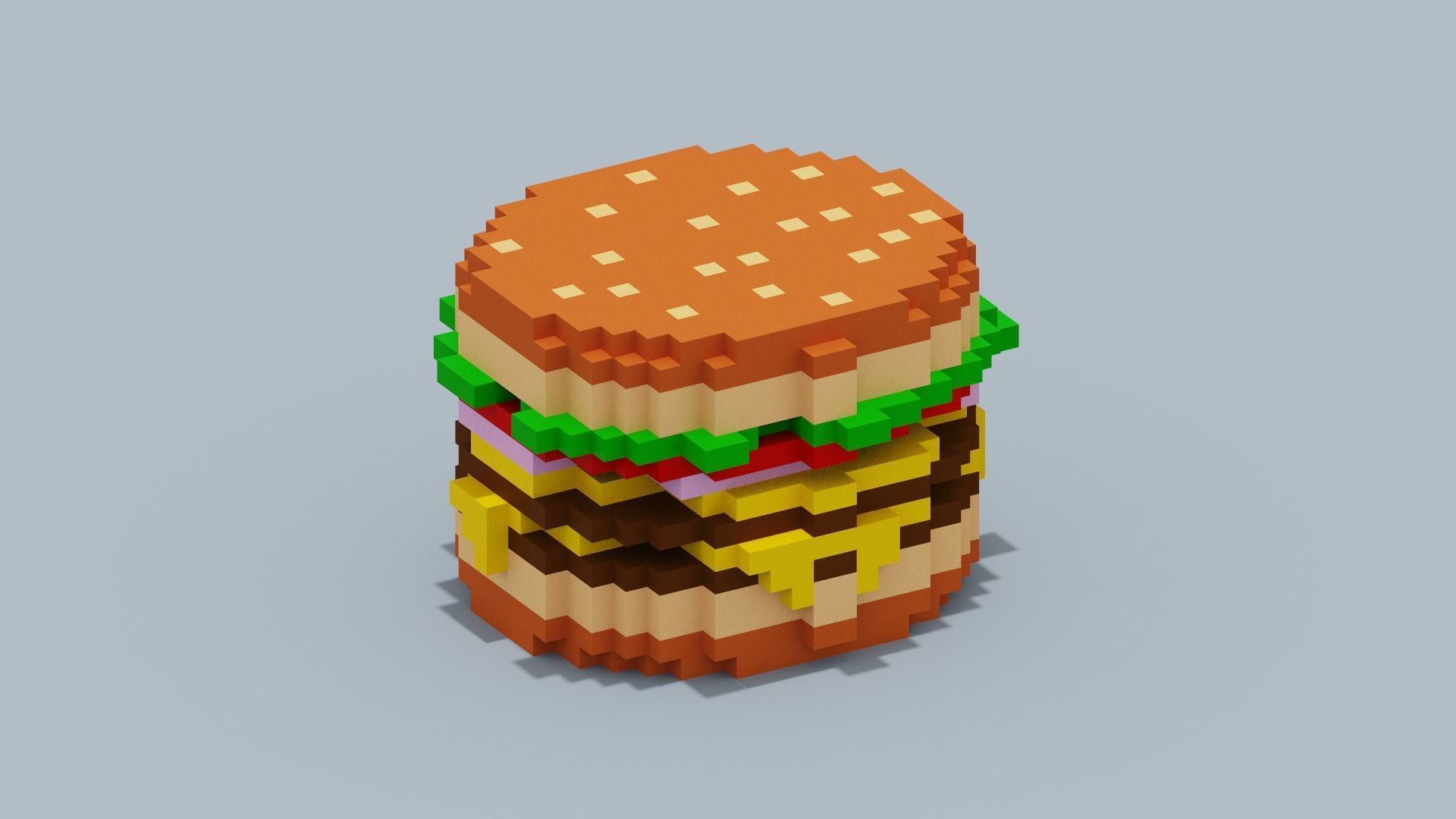 Voxel Burger Low-poly 3D model_4