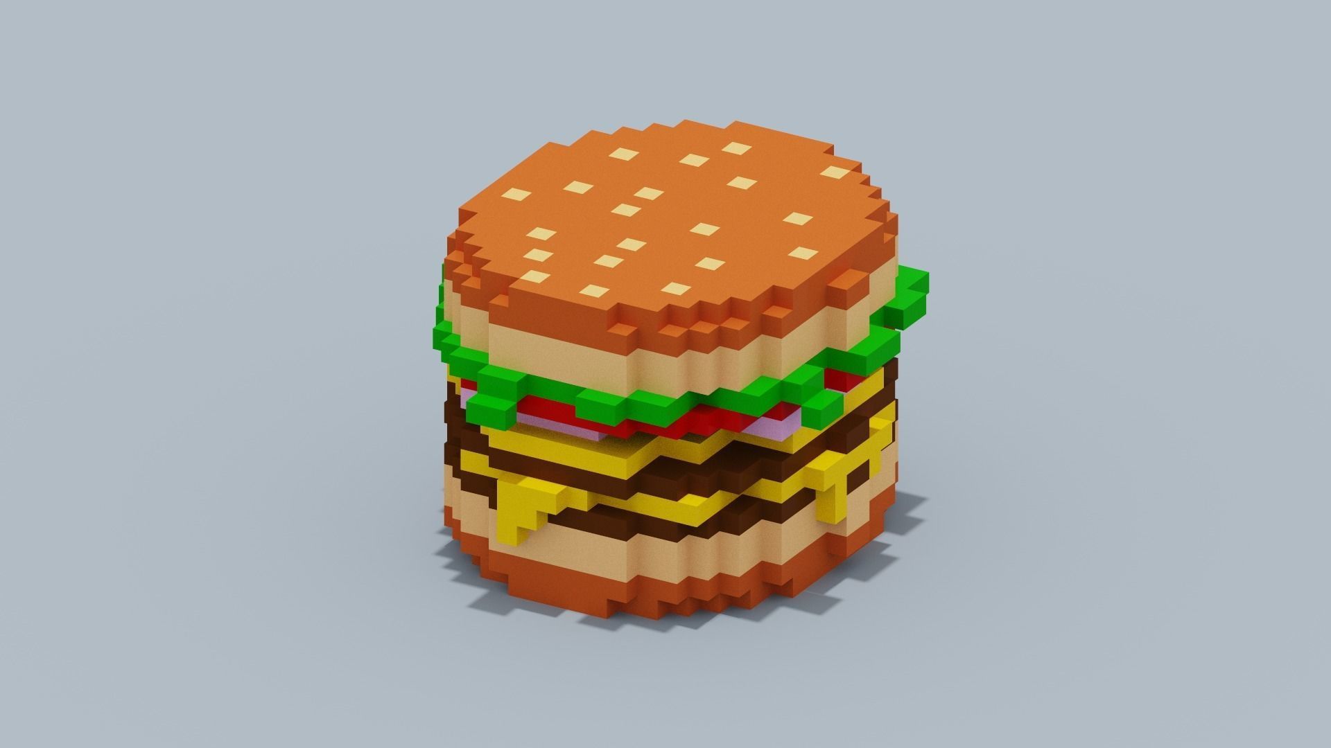 Voxel Burger Low-poly 3D model_12
