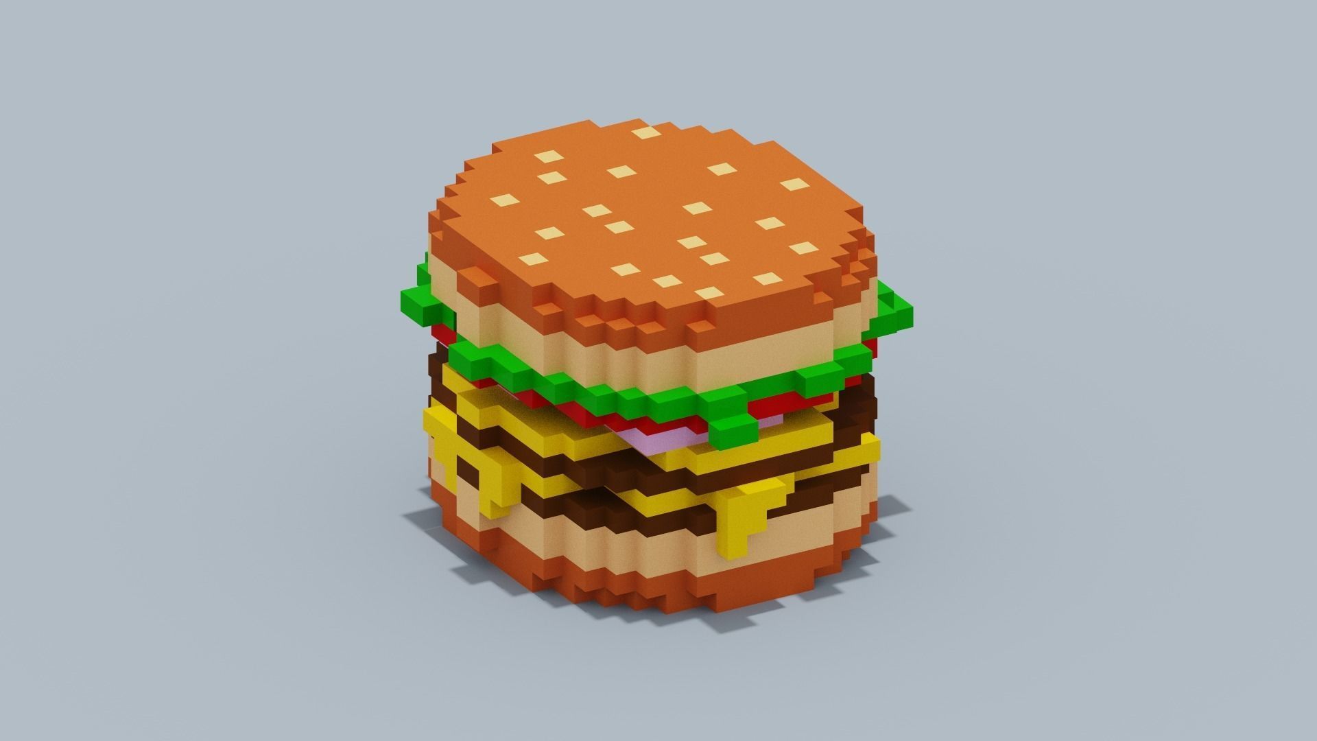 Voxel Burger Low-poly 3D model_7