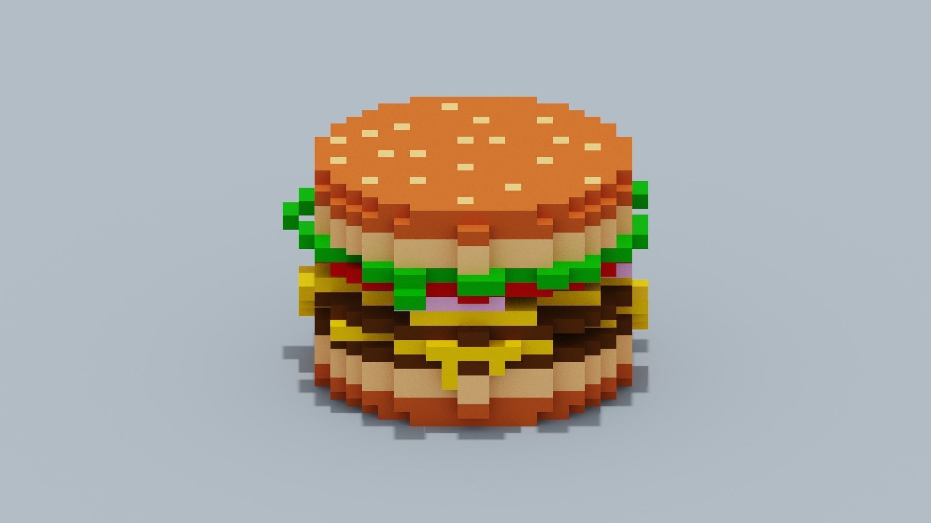 Voxel Burger Low-poly 3D model_1