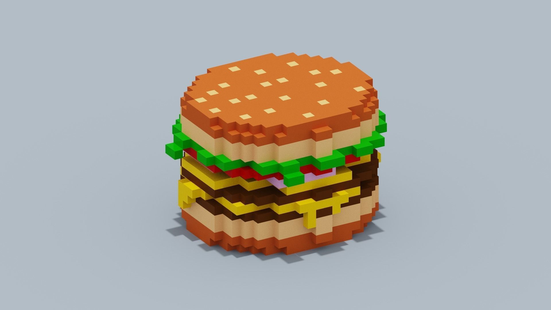 Voxel Burger Low-poly 3D model_3