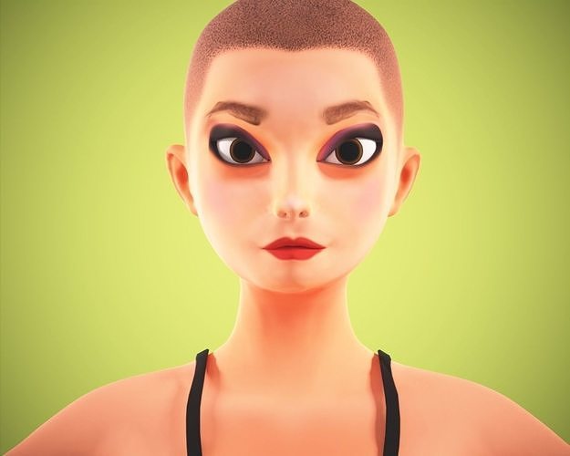 Cartoon Woman rigged Free low-poly 3D model
