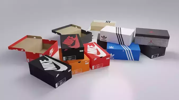 Ultimate Shoe Box Set with 4K Textures Low-poly 3D model