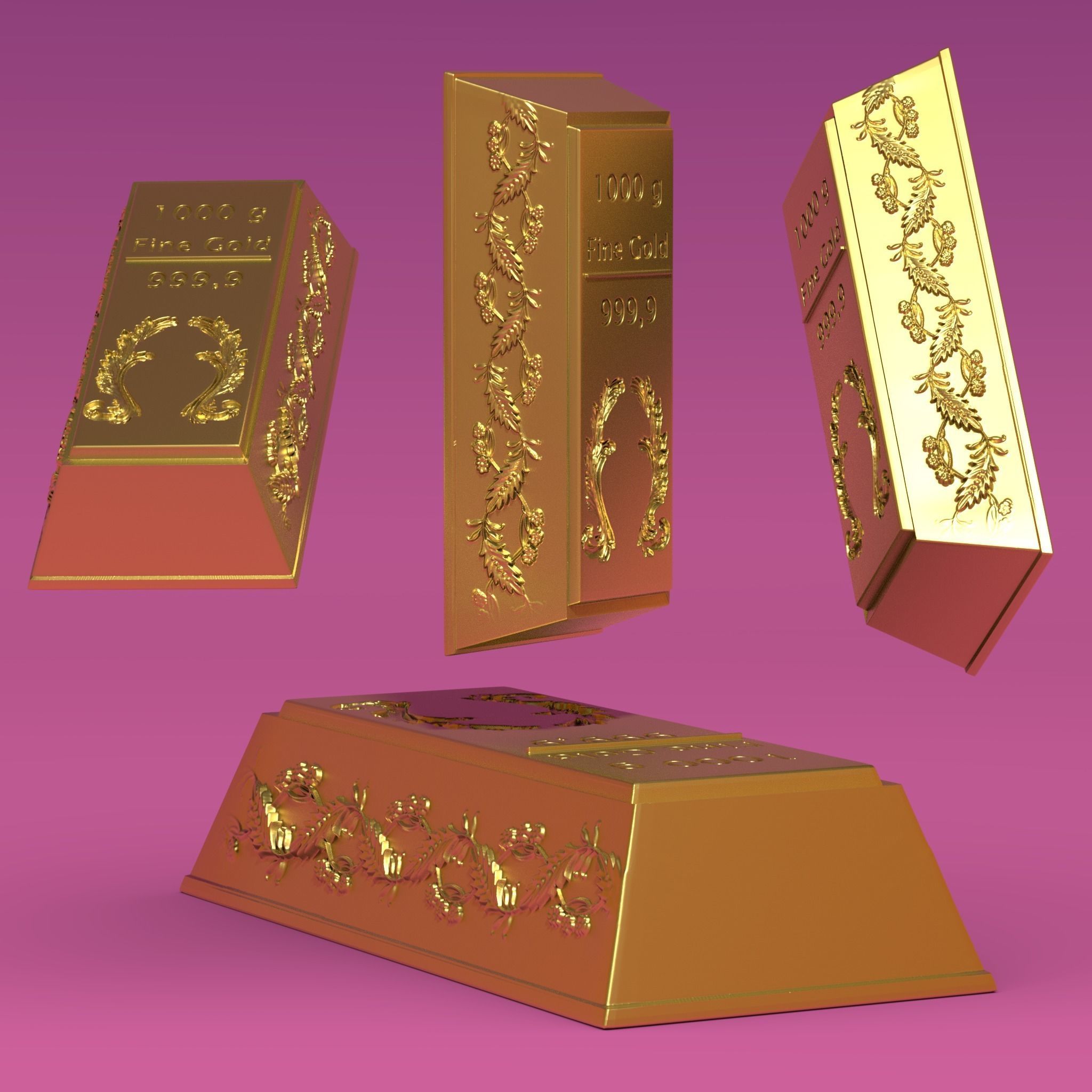 lingote de oro - gold bar Free 3D print model_3