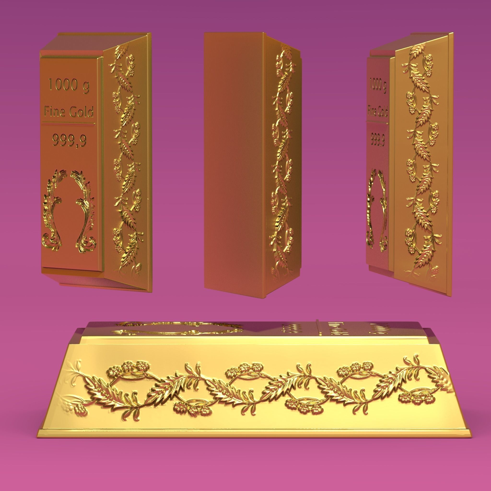 lingote de oro - gold bar Free 3D print model_2