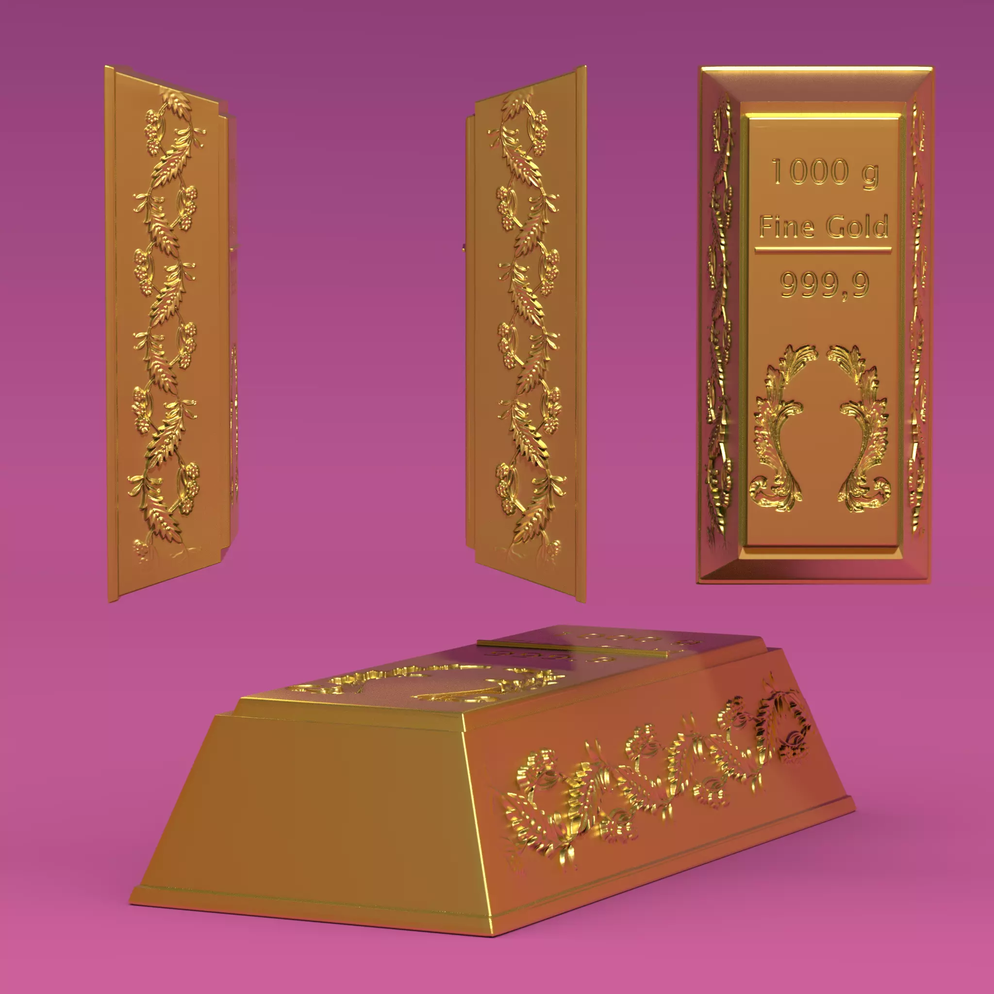 lingote de oro - gold bar Free 3D print model_0