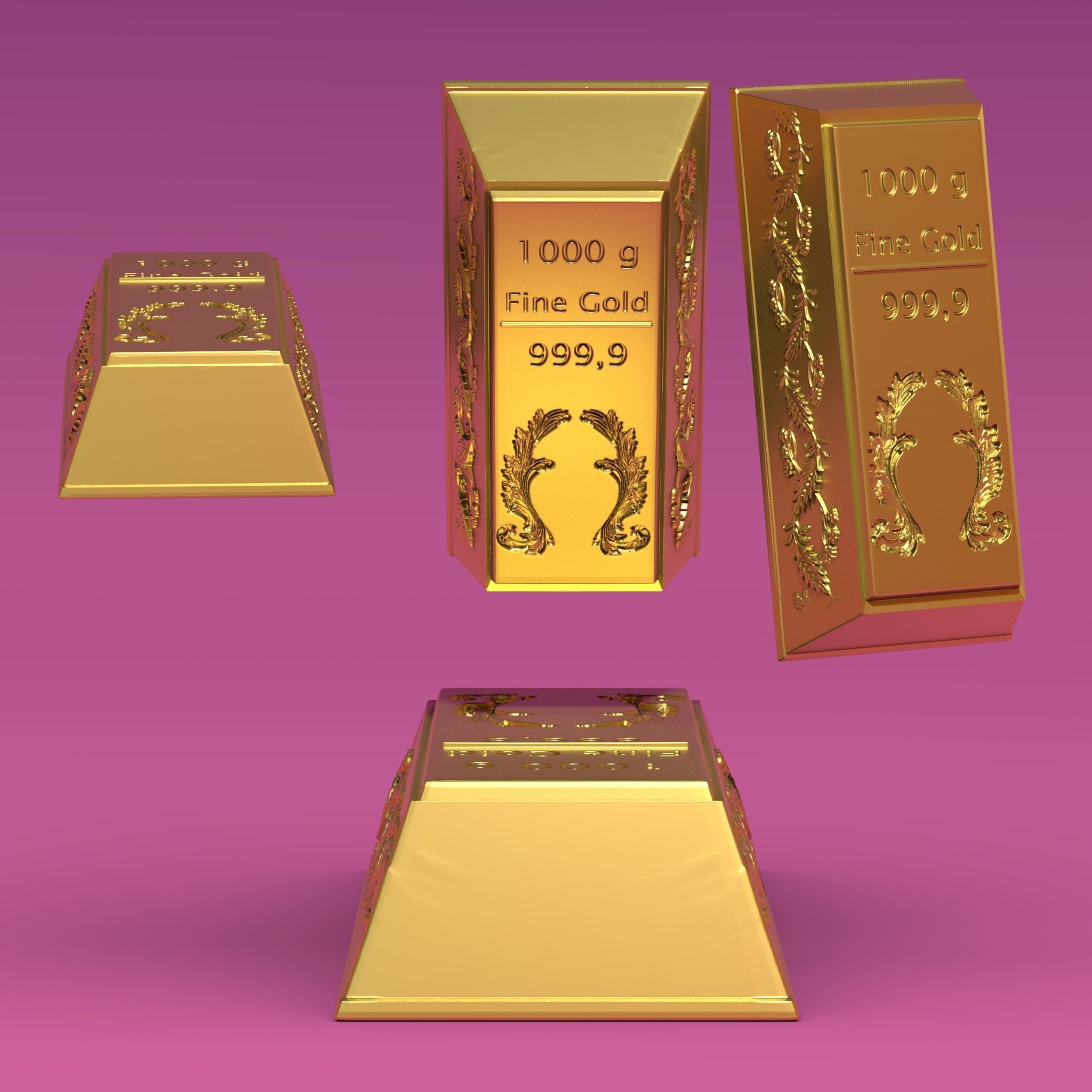 lingote de oro - gold bar Free 3D print model_4