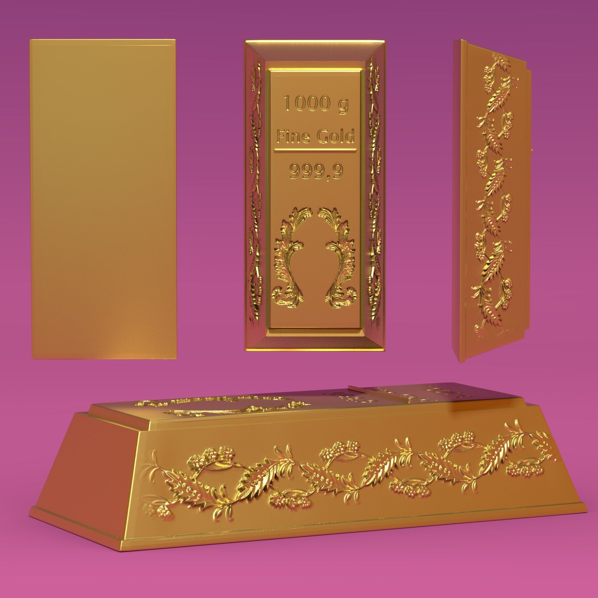 lingote de oro - gold bar Free 3D print model_1